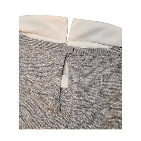 Elle Womens Gray Sweater White Decorative Collar Shirt Long Sleeve Top Size L - Picture 8 of 10